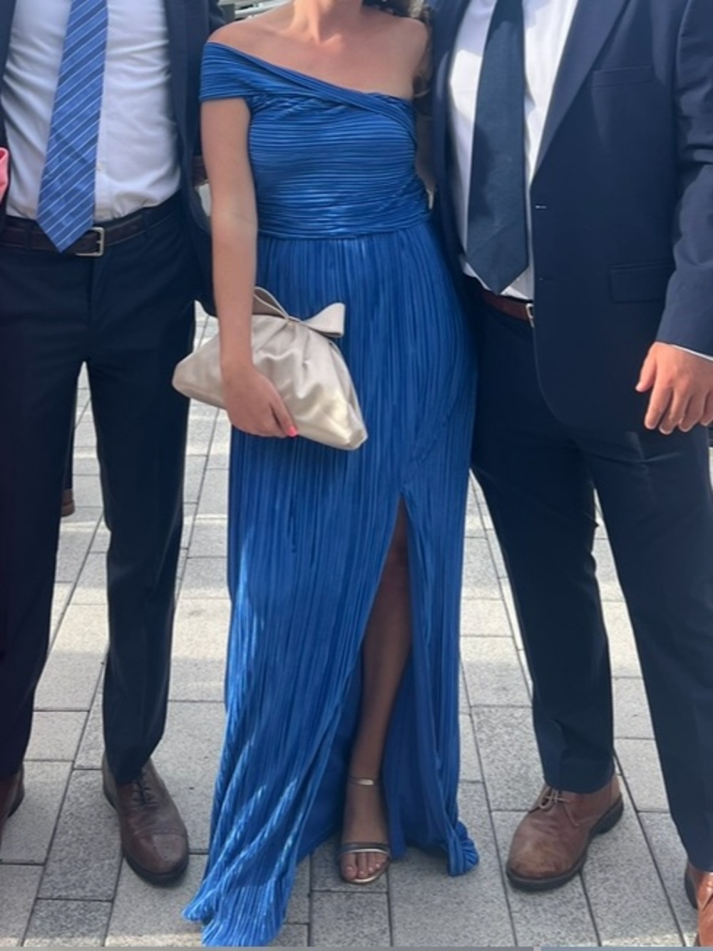 Lulu's Royal Blue One-Shoulder Pleated Maxi Dress